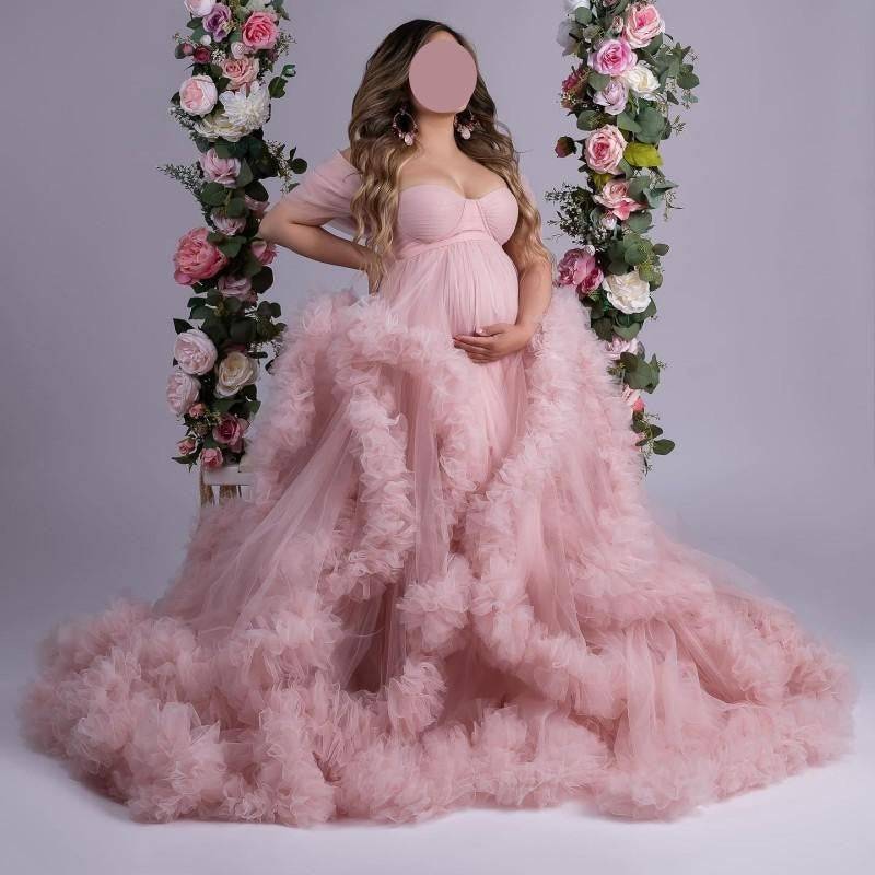 Off-shoulder Morning Gowns Multi-color Maternity Photo Clothing