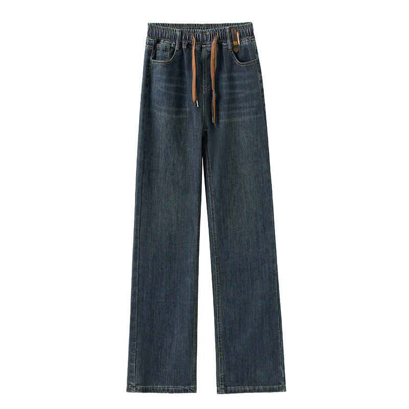 Loose Waist Trimming Lace-up Jeans For Women