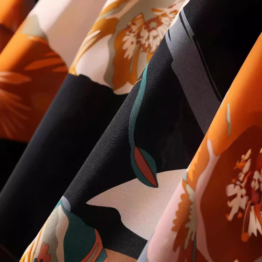 Micro-transparent Elastic Waist Printing Long Skirt Commuter's All-matching