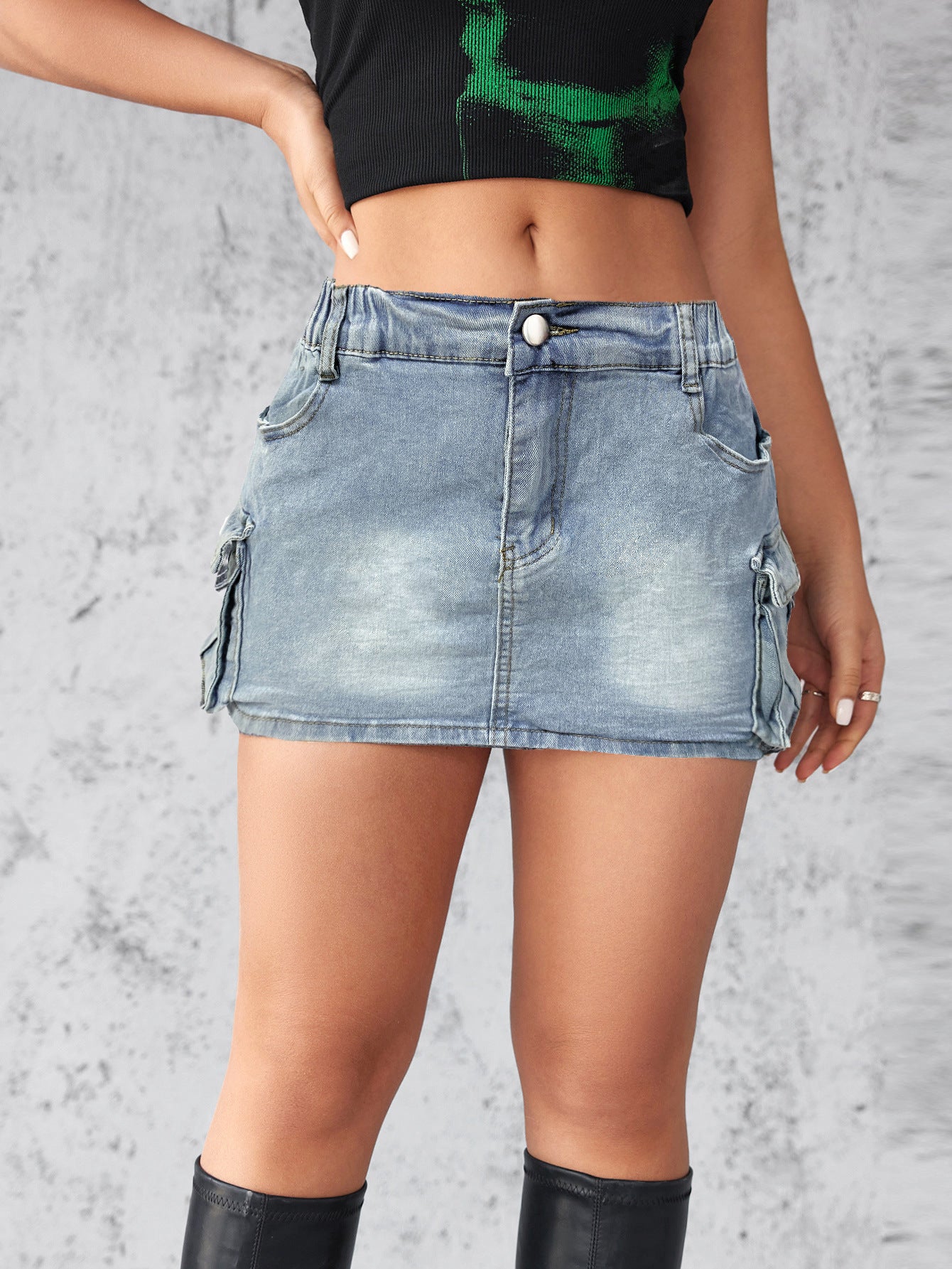 Women's Retro Stretch Slim-fitting Workwear Pocket Skirt