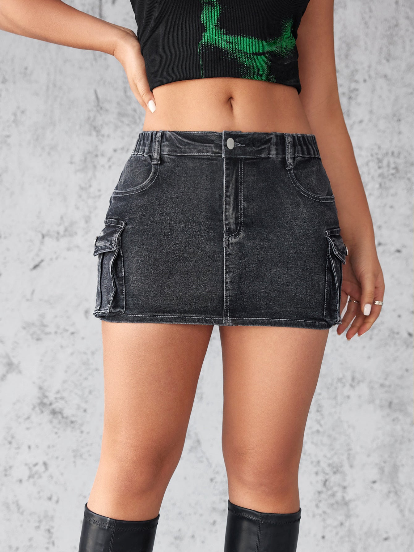 Women's Retro Stretch Slim-fitting Workwear Pocket Skirt