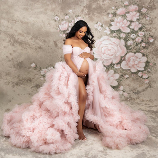 Off-shoulder Morning Gowns Multi-color Maternity Photo Clothing
