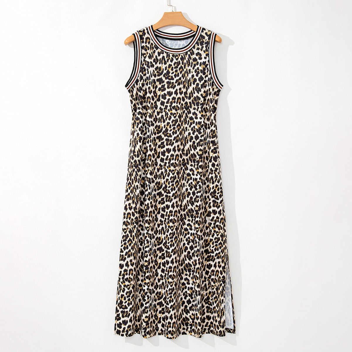 Leopard Print Women's Clothing Spaghetti Straps Sleeveless Dress