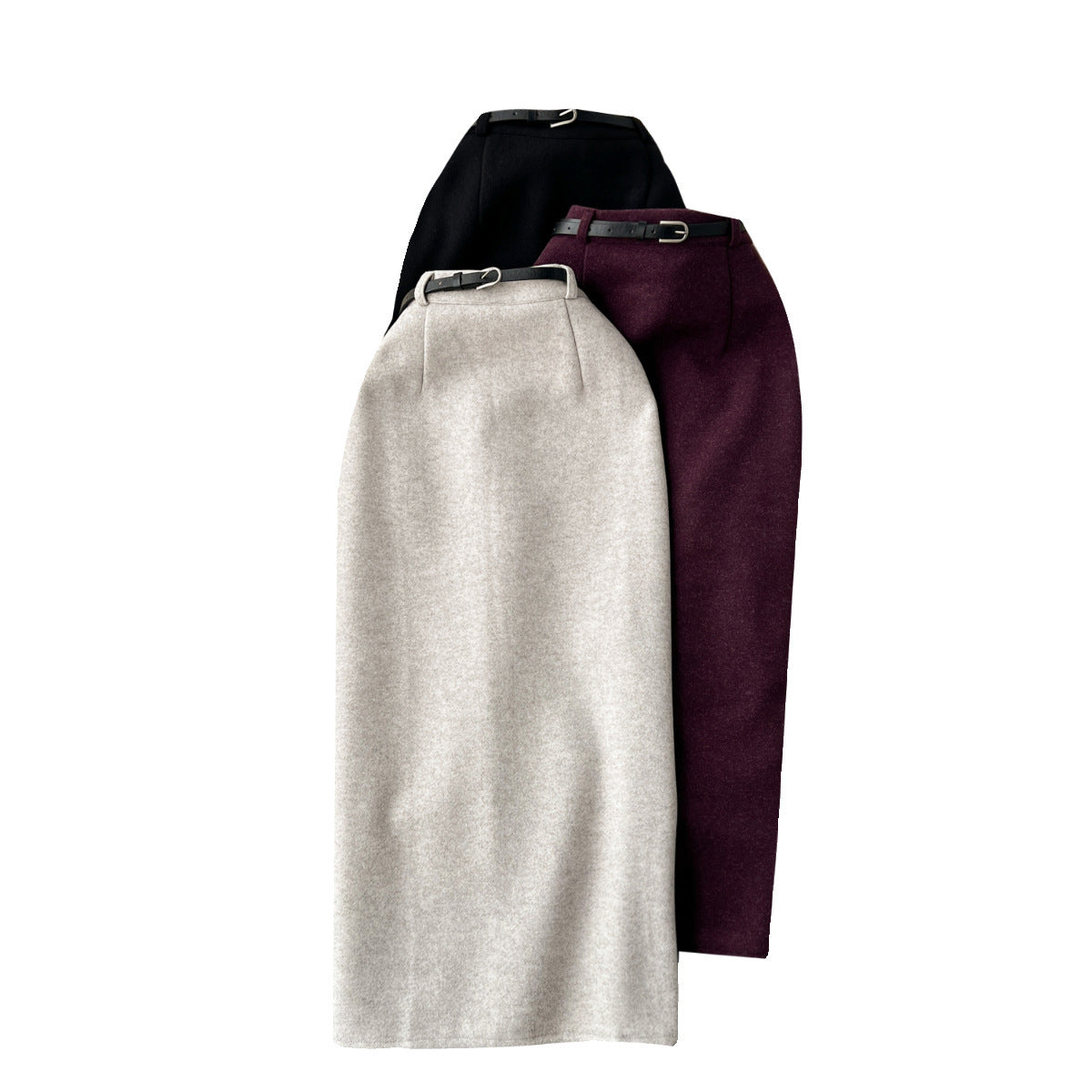 Woolen High Waist Sheath Split Straight One-step Skirt
