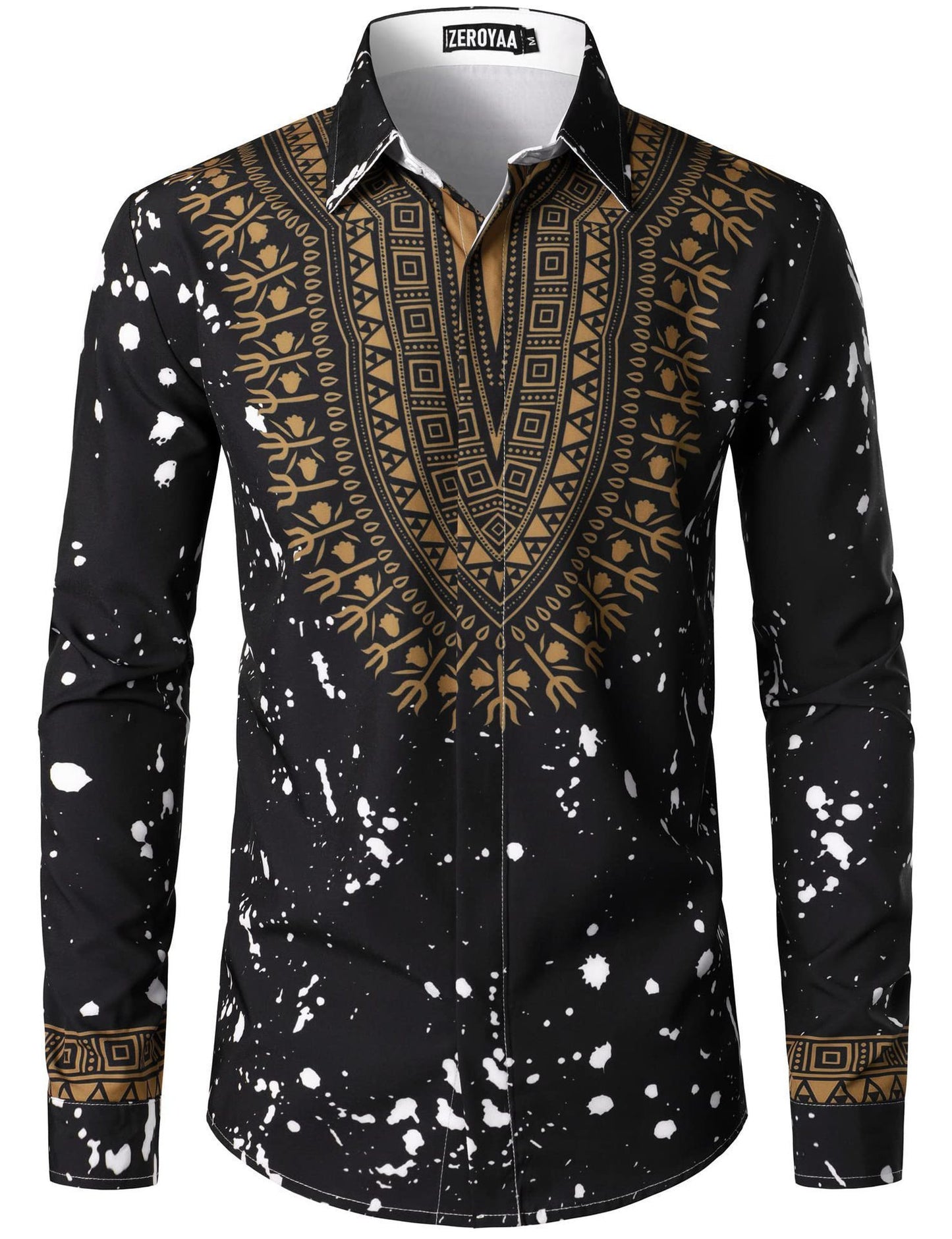 Fashion 3D Rose Printing Men's Long Shirt