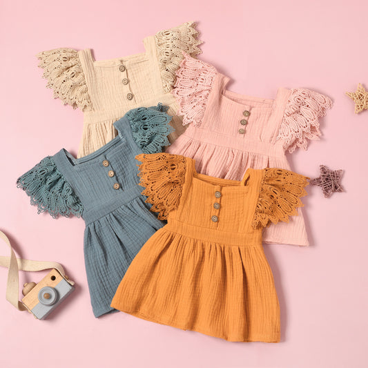 Spring Infant Children's Solid Color Sleeveless Dress