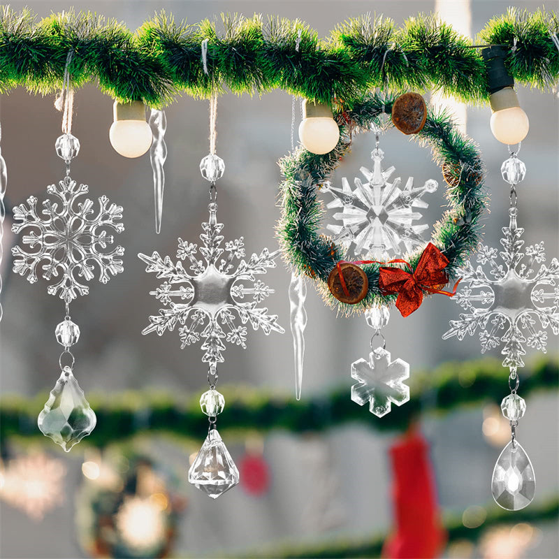 Christmas Tree Hanging Pendants Acrylic Ice Strip Snow 03