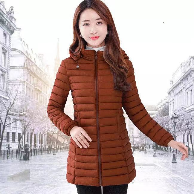 Autumn And Winter Lightweight Cotton Coat Women's Mid-length