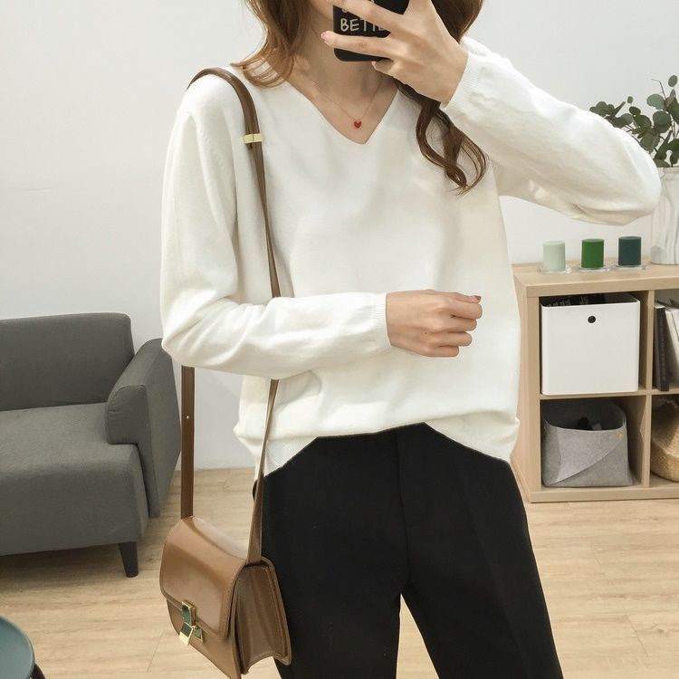 Solid Color Inner Wear Bottoming Shirt Sweater For Women