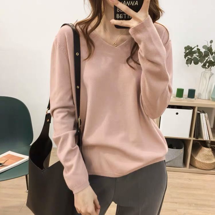 Solid Color Inner Wear Bottoming Shirt Sweater For Women