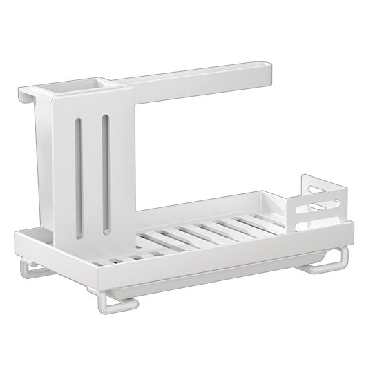 Compact kitchen organization rack featuring no-hole mounting and efficient cloth drying design