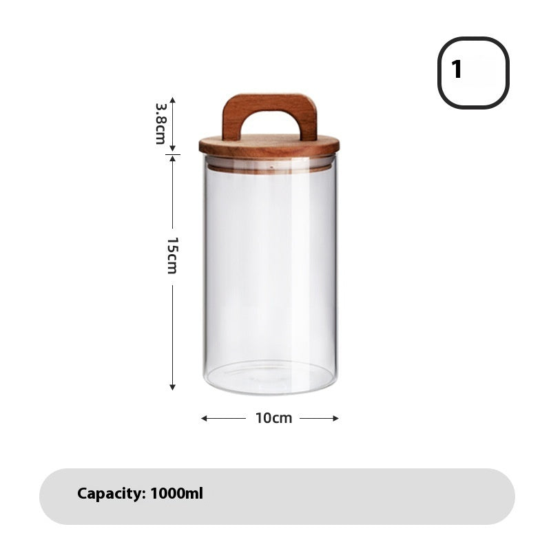 High-capacity Japanese cereal storage showcasing crystal-clear glass and premium wooden lid design