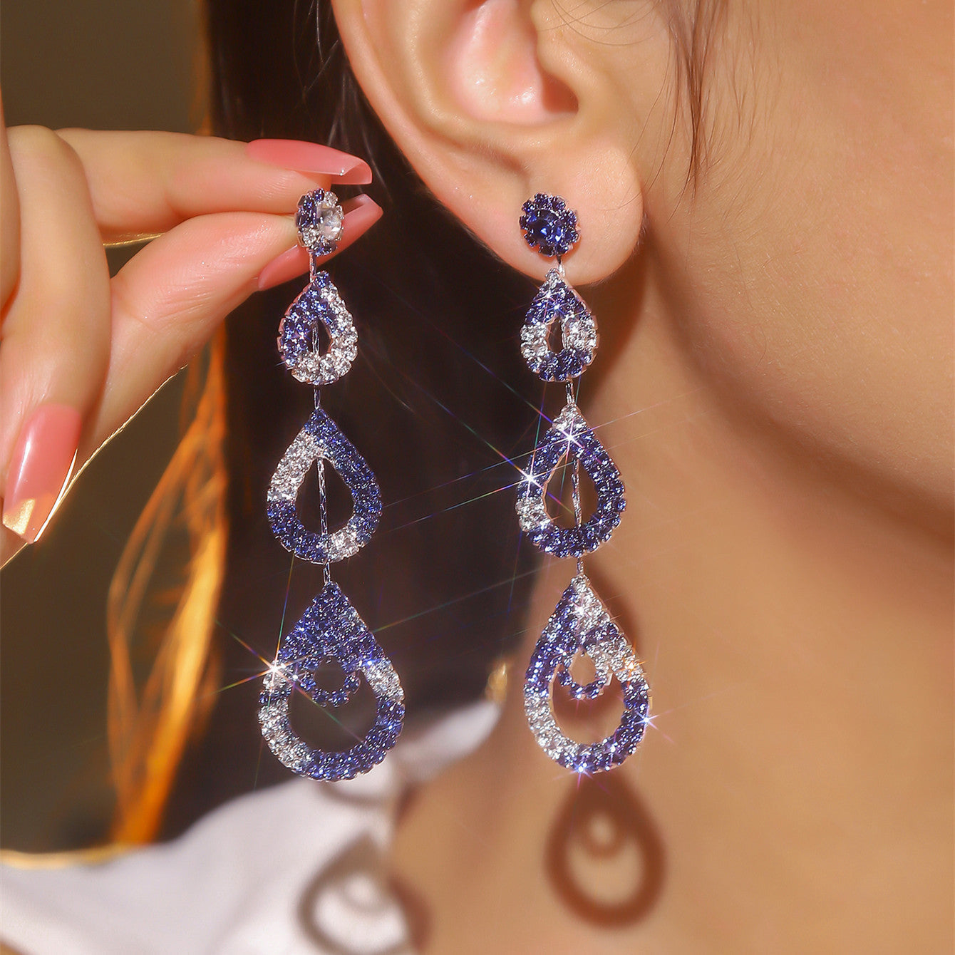 Rhinestone Long Earrings 05