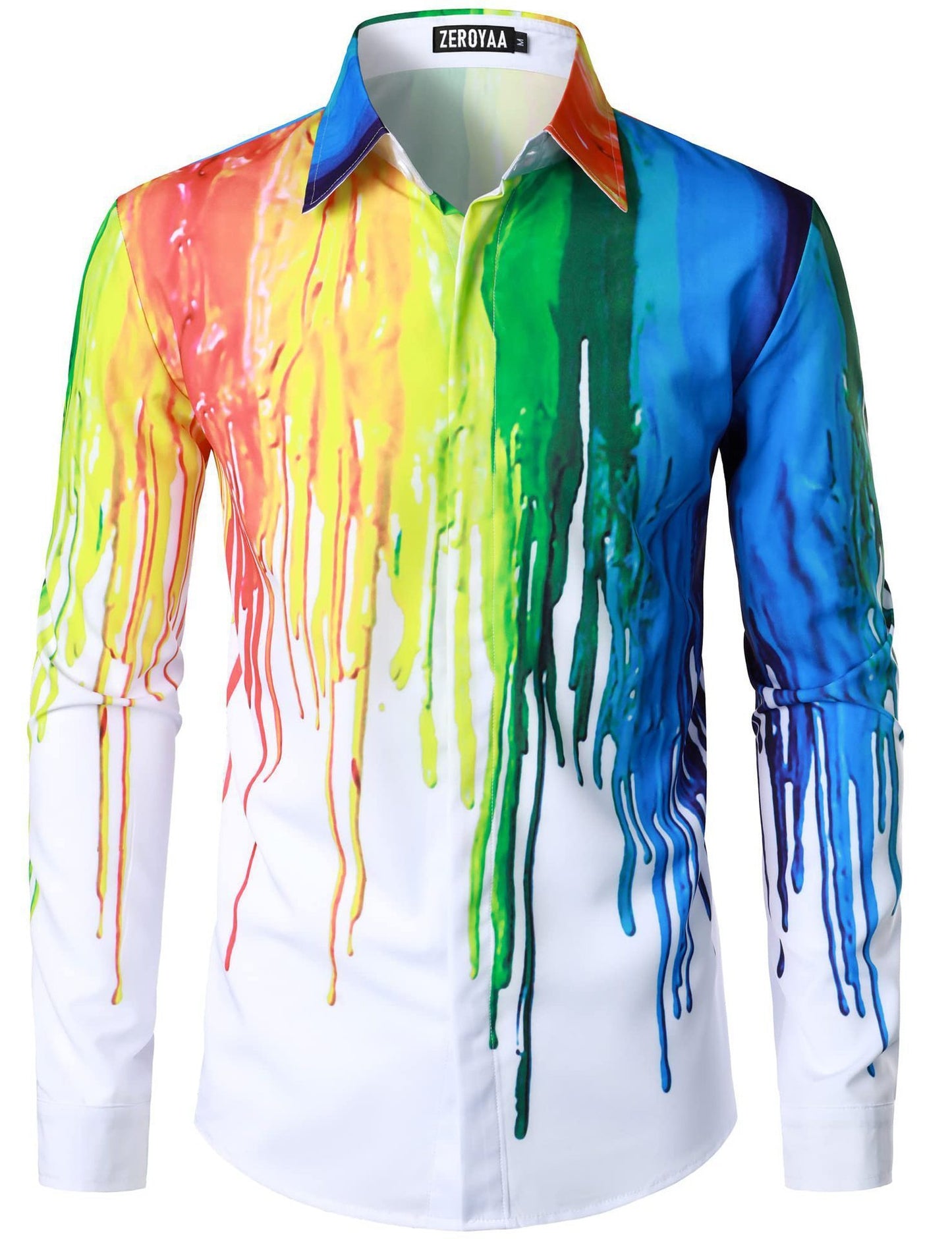 Fashion 3D Rose Printing Men's Long Shirt