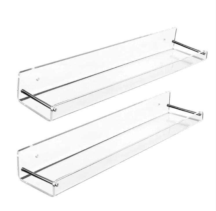 Contemporary wall-mounted acrylic shelf showing seamless installation and elegant transparency