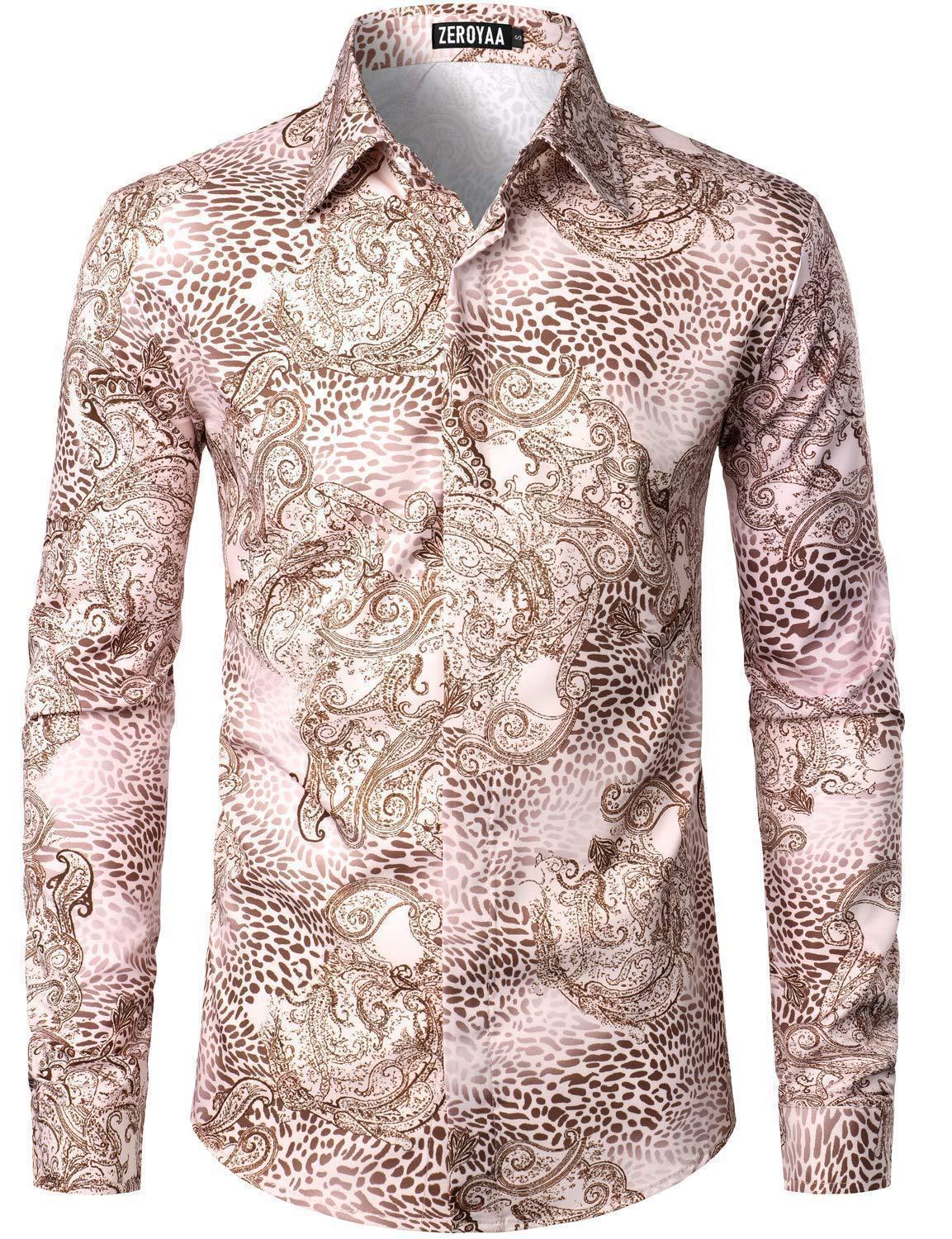 Fashion 3D Rose Printing Men's Long Shirt