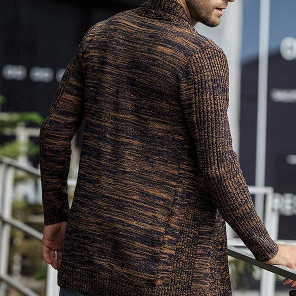 Knit Cardigan Men's Warm Casual Long Jacket