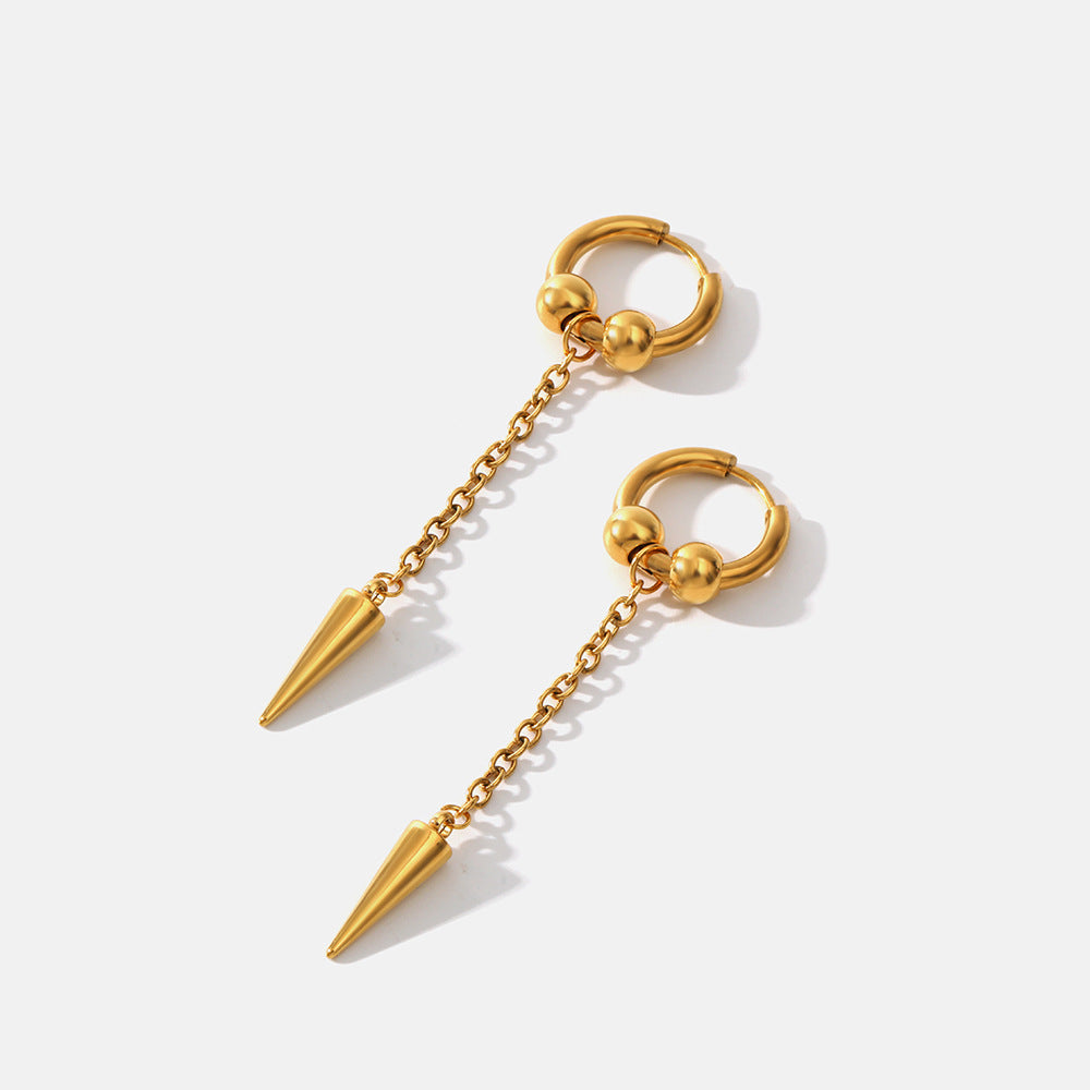 All-match Stainless Steel 18K Furnace Real Gold Plated Long Earrings For Women