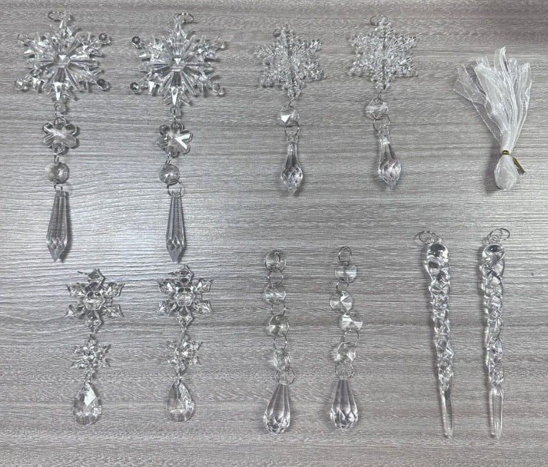 Christmas Tree Hanging Pendants Acrylic Ice Strip Snow 02