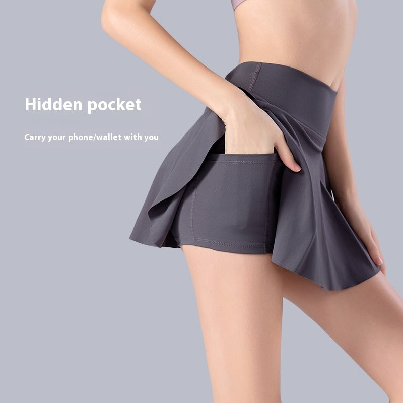 Lined Anti-exposure Tennis Skirt Fitness Sports Skirt