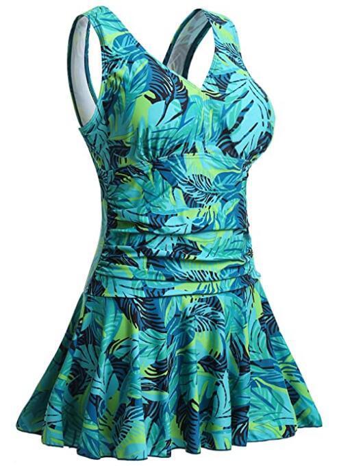 Conservative Women's Plus Size Printed Cherry One-piece Swimsuit