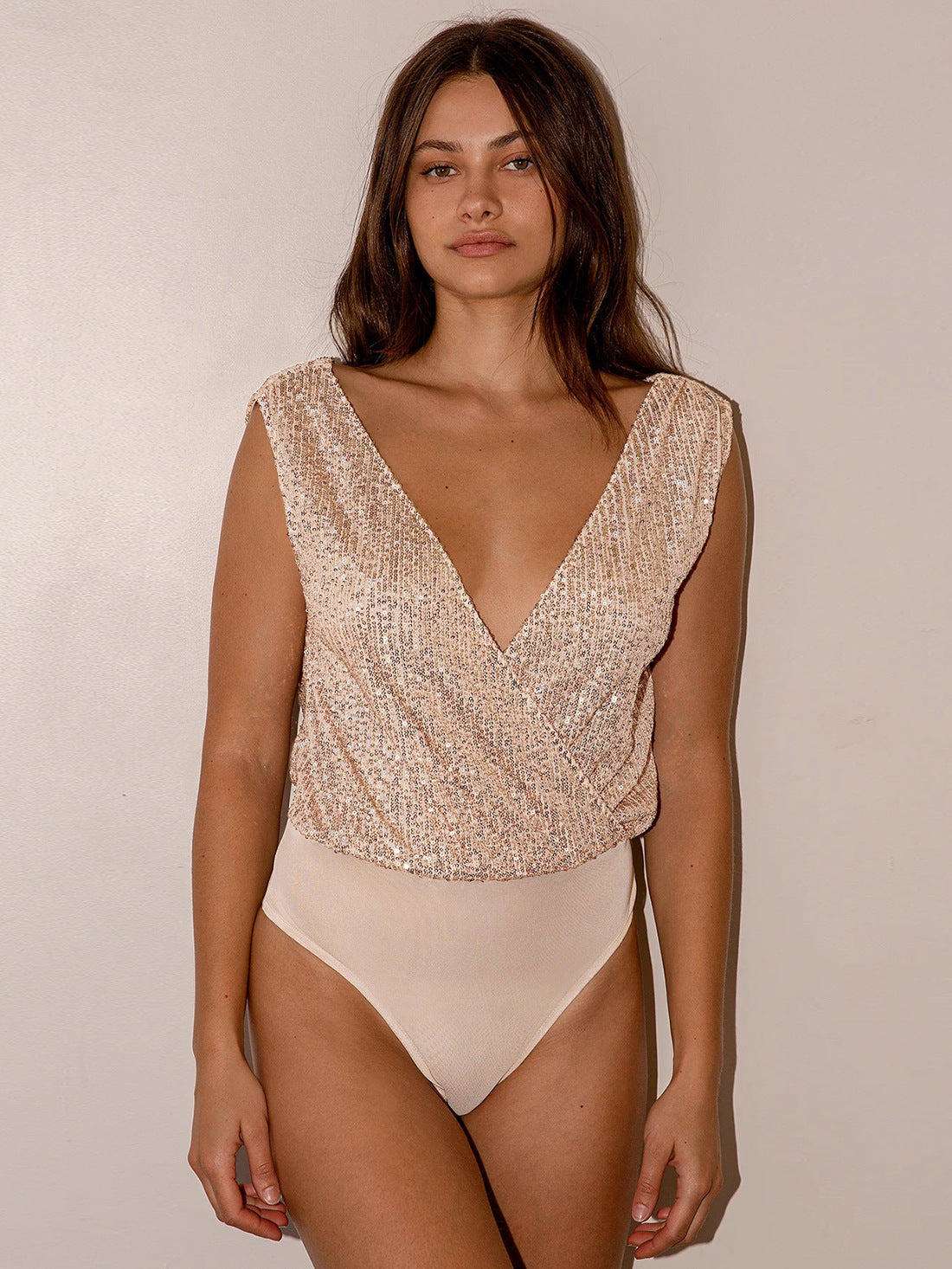 Lace Stitching Sequin Bottoming Shirt Inner Wear Outer Wear Jumpsuit