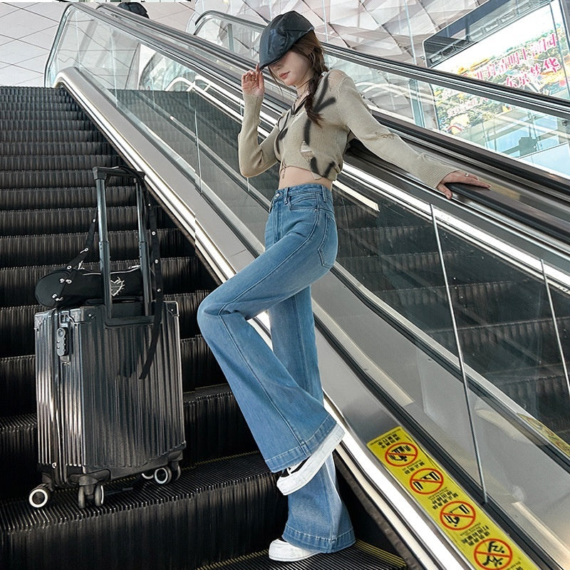 Micro High Waist Slim Slimming Light Color Stretch Long Jeans