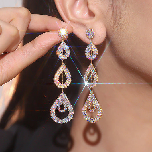 Rhinestone Long Earrings 01