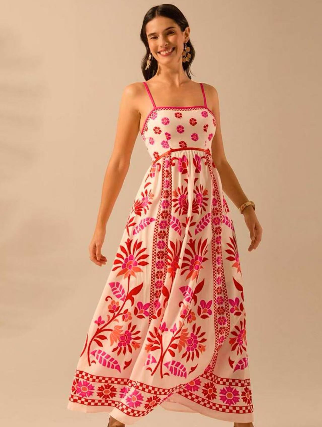 Printing Slip Dress Vacation Style Women's Clothing