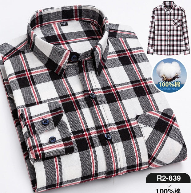 Casual Cotton Carbon Plaid Slim Fit Shirt